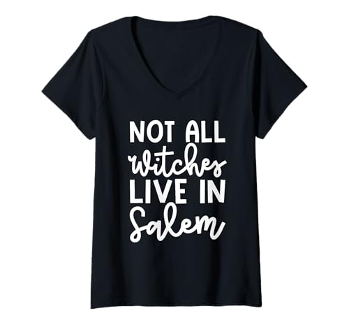 Damen Nicht alle Hexen Leben in Salem Halloween Gruselig Süß Lustig T-Shirt mit V-Ausschnitt Damen Nicht alle Hexen Leben in Salem Halloween Gruselig Süß Lustig T-Shirt mit V-Ausschnitt von Happy Dumpling Designs