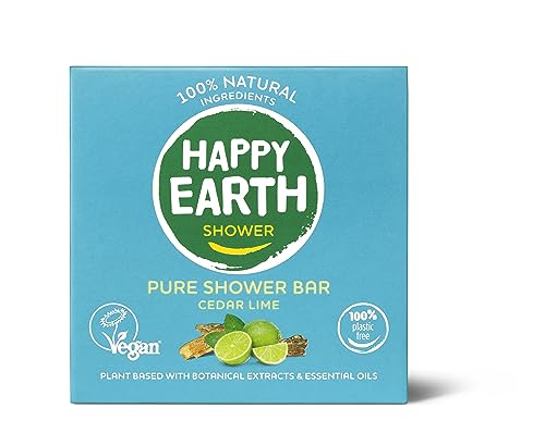 Happy Earth Duschseife - Für Damen und Herren - Duschseifenblock - 100% Natürliche Inhaltsstoffe & Vegan - Cedar Lime - 90 g von HAPPY EARTH