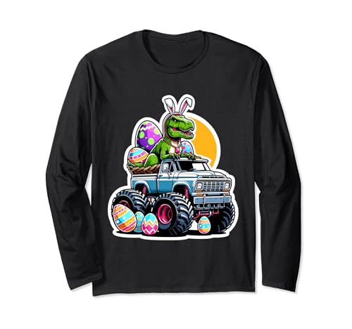 Kinder Jungen Happy Eastrawr Ostereier Monster Truck T-Rex Langarmshirt von Happy Easter Monster Truck, Easter Sunday Gifts