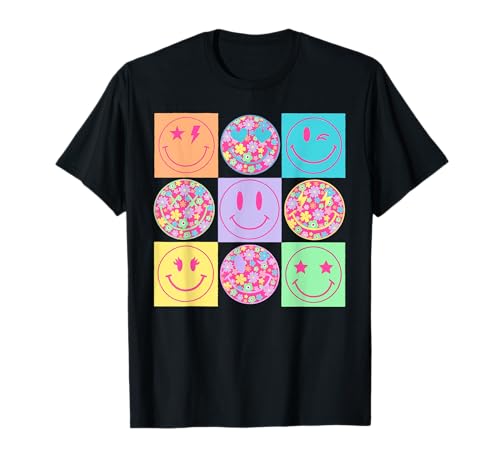 Happy Face Smile Blumenmuster Retro Vibes Männer Frauen Kinder T-Shirt von Happy Face Smile Retro Vibes Ades.Tees