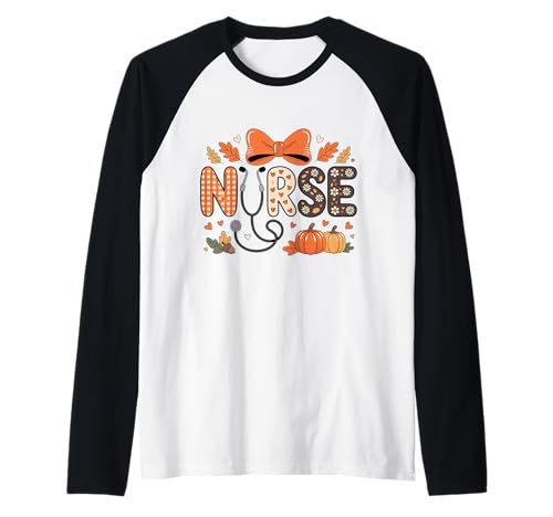 Herbst Herbst Krankenschwester Shirt Frauen Kürbis Dankbar Krankenschwester Leben Raglan von Happy Fall Autumn Halloween Thankgiving Nurse Tees