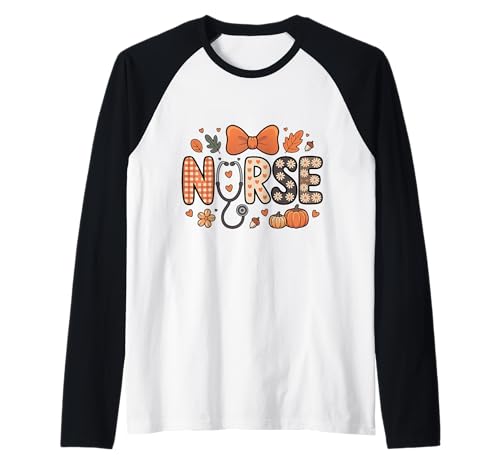 Herbst Herbst Krankenschwester Shirt Frauen Kürbis Dankbar Krankenschwester Leben Raglan von Happy Fall Autumn Halloween Thankgiving Nurse Tees