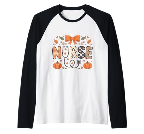 Herbst Herbst Krankenschwester Shirt für Frauen Thankful Grateful Blessed Raglan von Happy Fall Autumn Halloween Thankgiving Nurse Tees