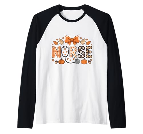 Herbst Herbst Krankenschwester Shirt für Frauen Thankful Grateful Blessed Raglan von Happy Fall Autumn Halloween Thankgiving Nurse Tees