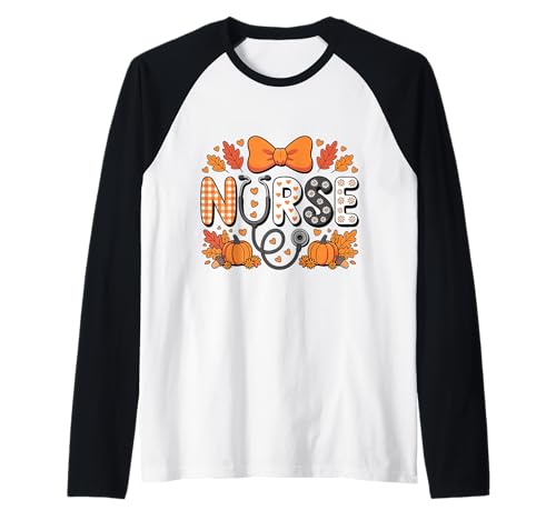 Herbst Herbst Krankenschwester Shirts Frauen Kürbis Dankbar Krankenschwester Leben Raglan von Happy Fall Autumn Halloween Thankgiving Nurse Tees