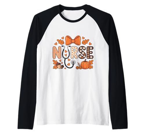 Herbst Herbst Krankenschwester Shirts Frauen Kürbis Dankbar Krankenschwester Leben Raglan von Happy Fall Autumn Halloween Thankgiving Nurse Tees