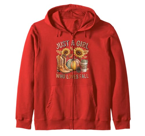 Just a Girl Who Loves Herbst Saison Herbst Design Männer Frauen Kapuzenjacke von Happy Fall Thanksgiving Spooky Halloween Graphic