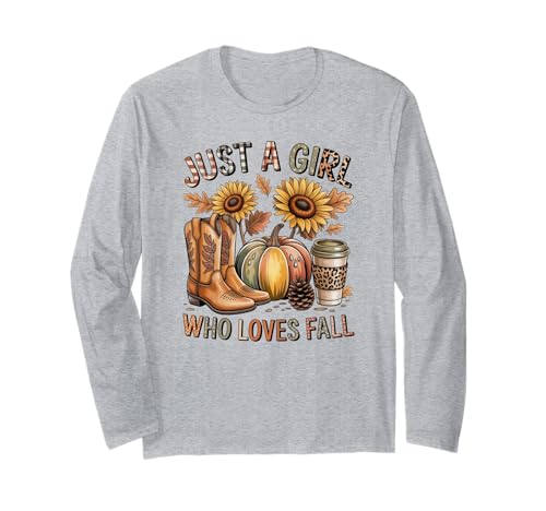 Just a Girl Who Loves Herbst Saison Herbst Design Männer Frauen Langarmshirt von Happy Fall Thanksgiving Spooky Halloween Graphic