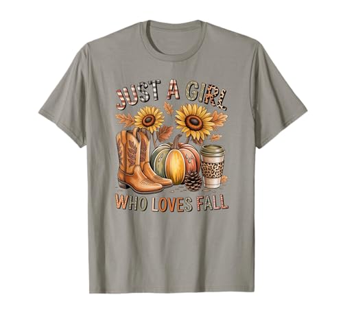 Just a Girl Who Loves Herbst Saison Herbst Design Männer Frauen T-Shirt von Happy Fall Thanksgiving Spooky Halloween Graphic