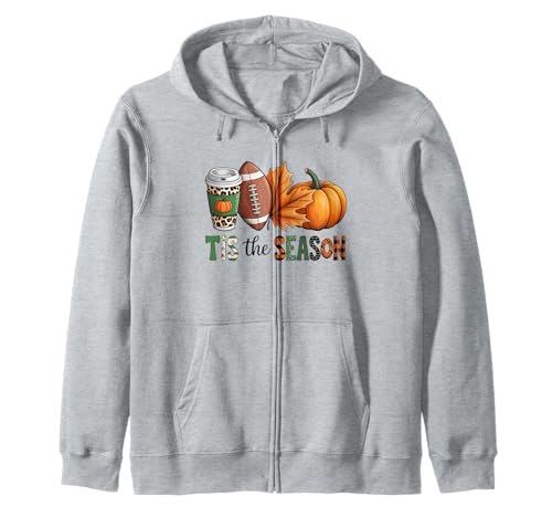 Tis The Season Herbst Fußball Liebhaber Design Geschenk Männer Frauen Kapuzenjacke von Happy Fall Thanksgiving Spooky Halloween Graphic