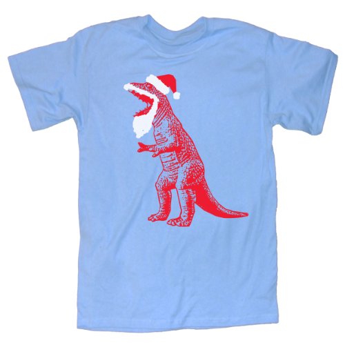 Happy Family Clothing The Last Man on Earth Santa T-Rex T-Shirt, blau, Mittel Happy Family Clothing The Last Man on Earth Santa T-Rex T-Shirt, blau, Mittel von Happy Family Clothing