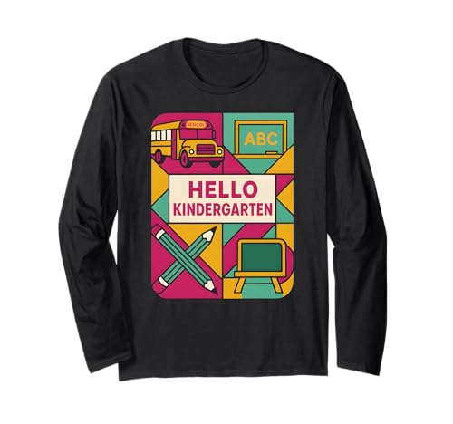 Lehrerin Hallo Kindergarten Süße Frauen sind wieder in der Schule Langarmshirt Lehrerin Hallo Kindergarten Süße Frauen sind wieder in der Schule Langarmshirt von Happy First Day Back To School Fun Teacher Outfits