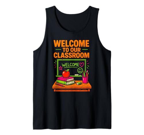 Lehrerin für den ersten Tag, Willkommen in unserem Klassenzimmer. Süße ABCD für Frauen Tank Top von Happy First Day Back To School Fun Teacher Outfits