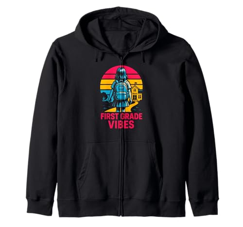 Back to School First Grade Vibes Süße Mädchen am ersten Tag Kapuzenjacke von Happy First Day Of School ABCD Teacher Must Haves