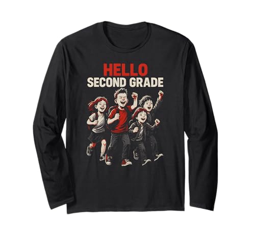 „Back to School Hello Second Grade“, süßes Lehrer-Outfit für Damen Langarmshirt „Back to School Hello Second Grade“, süßes Lehrer-Outfit für Damen Langarmshirt von Happy First Day Of School ABCD Teacher Outfits