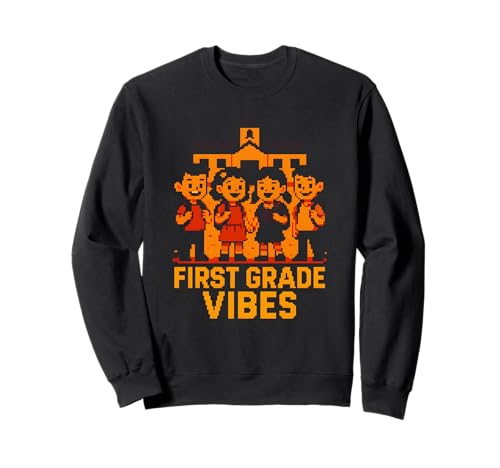 Teacher First Grade Vibes Süße Damen zurück zur Schule Sweatshirt von Happy First Day Of School ABCD Teacher Outfits