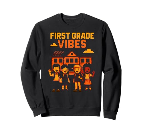 Teacher First Grade Vibes Süße Damen zurück zur Schule Sweatshirt von Happy First Day Of School ABCD Teacher Outfits
