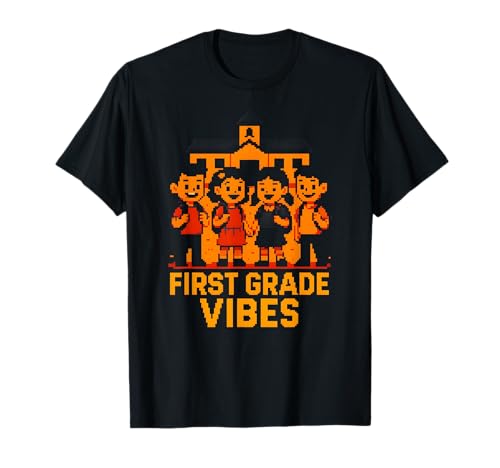 Teacher First Grade Vibes Süße Damen zurück zur Schule T-Shirt von Happy First Day Of School ABCD Teacher Outfits