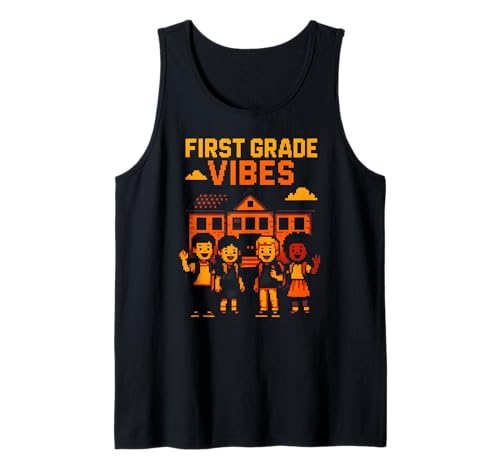 Teacher First Grade Vibes Süße Damen zurück zur Schule Tank Top von Happy First Day Of School ABCD Teacher Outfits