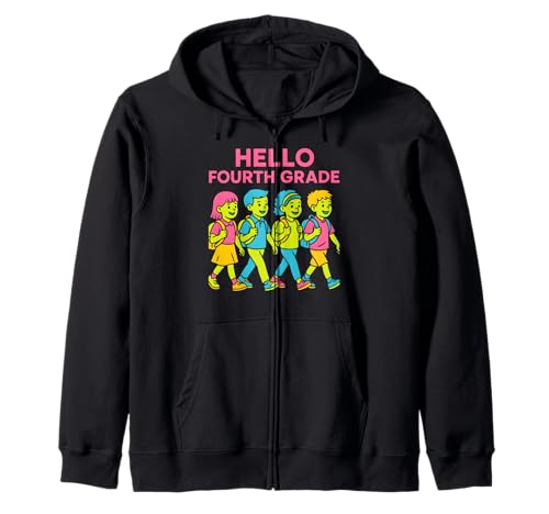 Teacher Hello Fourth Grade Süße Frauen sind wieder in der Schule Kapuzenjacke von Happy First Day Of School ABCD Teacher Outfits