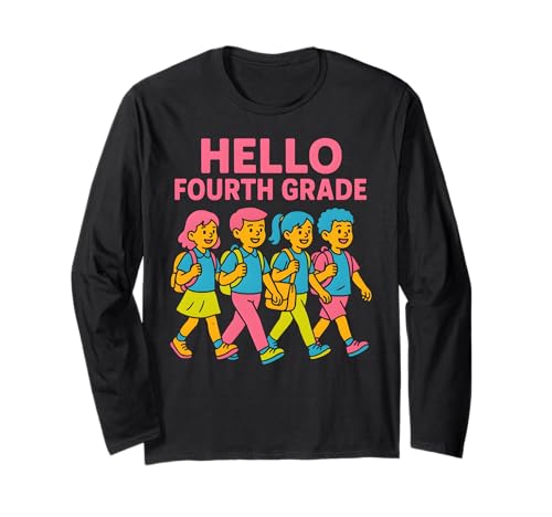 Teacher Hello Fourth Grade Süße Frauen sind wieder in der Schule Langarmshirt Teacher Hello Fourth Grade Süße Frauen sind wieder in der Schule Langarmshirt von Happy First Day Of School ABCD Teacher Outfits