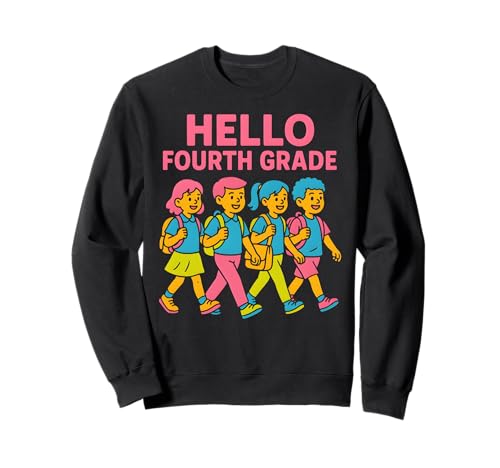 Teacher Hello Fourth Grade Süße Frauen sind wieder in der Schule Sweatshirt von Happy First Day Of School ABCD Teacher Outfits