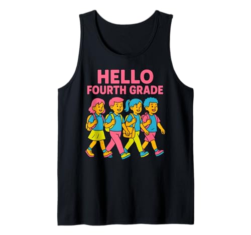 Teacher Hello Fourth Grade Süße Frauen sind wieder in der Schule Tank Top von Happy First Day Of School ABCD Teacher Outfits