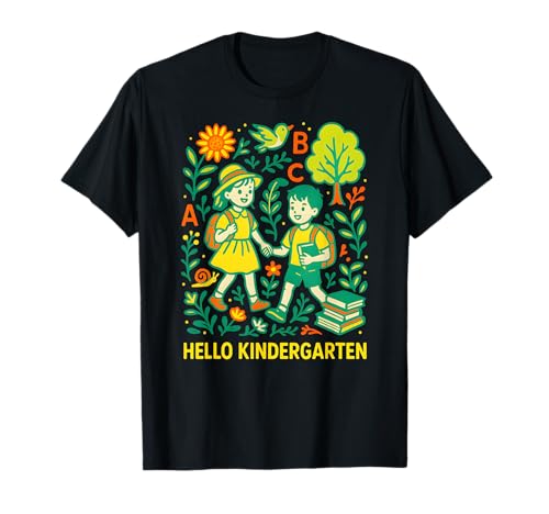 Zurück zur Schule Hallo Kindergarten Süße Kinder ABCD T-Shirt Zurück zur Schule Hallo Kindergarten Süße Kinder ABCD T-Shirt von Happy First Day Of School ABCD Teacher Outfits