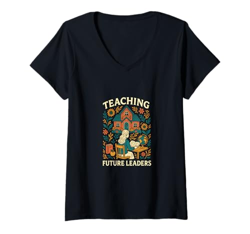 Damen Schulanfang Lehre Future Leaders Cute Damen T-Shirt mit V-Ausschnitt von Happy First Day Of School Cute Teacher Outfits