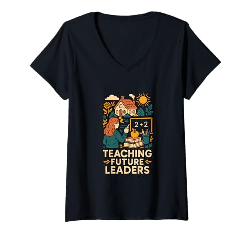 Damen Schulanfang Lehre Future Leaders Cute Damen T-Shirt mit V-Ausschnitt von Happy First Day Of School Cute Teacher Outfits