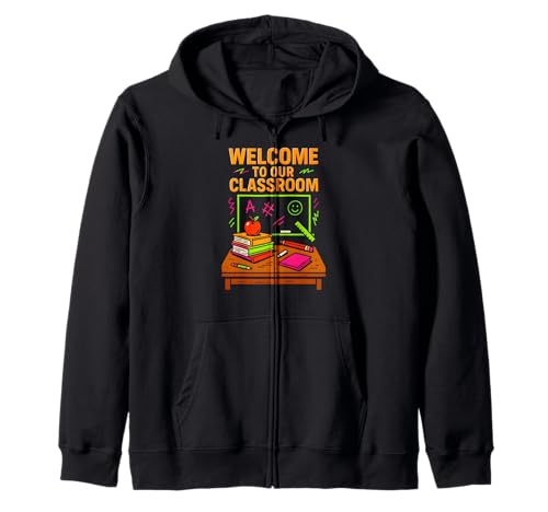 Lehrerin für den ersten Tag, Willkommen in unserem Klassenzimmer. Süße ABCD für Frauen Kapuzenjacke von Happy First Day Of School Cute Teacher Outfits