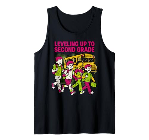 Jungen Leveling Up To Second Grade Cool Kids First Day Tank Top von Happy First Day Teacher Must Haves Back To School