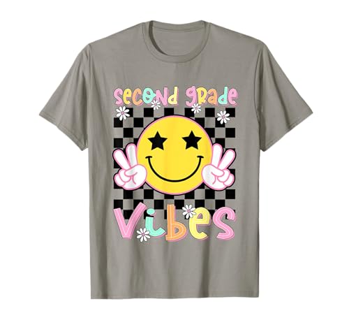 Second Grade Vibes Groovy Smile Face Back to School Girl Kid T-Shirt von Happy First Day of School - Back To School Apparel
