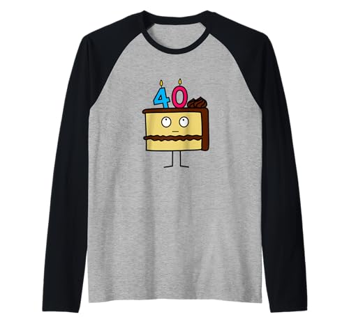 40. Geburtstag Kuchen mit Kerzen Zuckerguss Dessert Raglan von Happy Foods Design - Cute Adorable Food