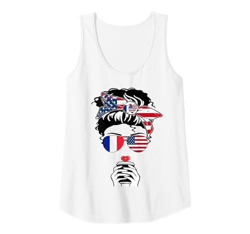 Damen Französisch Amerikanische Kaffee Mama Mädchen Schwester Tante Frankreich USA Flagge Tank Top Damen Französisch Amerikanische Kaffee Mama Mädchen Schwester Tante Frankreich USA Flagge Tank Top von Happy France America Day French American Pride Tee