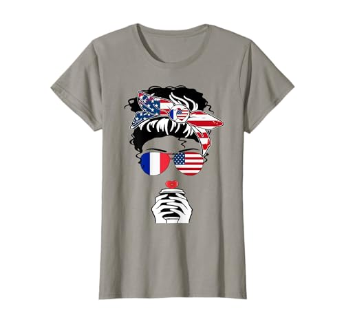 Französisch Amerikanische Kaffee Mama Mädchen Schwester Tante Frankreich USA Flagge T-Shirt Französisch Amerikanische Kaffee Mama Mädchen Schwester Tante Frankreich USA Flagge T-Shirt von Happy France America Day French American Pride Tee