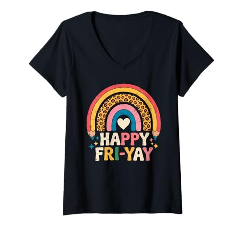 Damen Fri-Yay Lehrer Fry Yay Freitag Wochenende Happy Fri-Yay T-Shirt mit V-Ausschnitt Damen Fri-Yay Lehrer Fry Yay Freitag Wochenende Happy Fri-Yay T-Shirt mit V-Ausschnitt von Happy Fri Yay Teacher Weekend Back To School