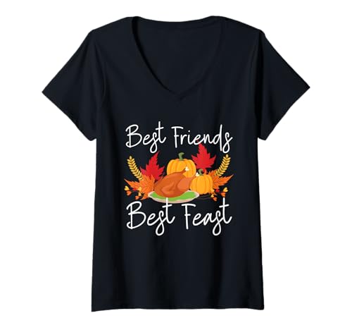 Damen Happy Friendsgiving, Thanksgiving, Freunde, Feiertag, Freundschaft T-Shirt mit V-Ausschnitt Damen Happy Friendsgiving, Thanksgiving, Freunde, Feiertag, Freundschaft T-Shirt mit V-Ausschnitt von Happy Friendsgiving Day Thanksgiving Friendship
