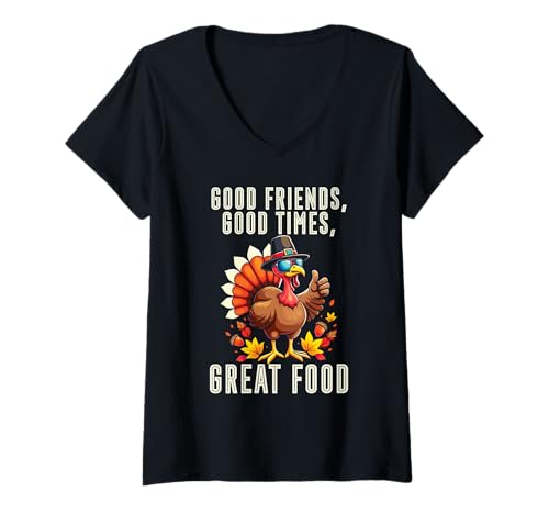 Damen Happy Friendsgiving, Thanksgiving, Freunde, Feiertag, Freundschaft T-Shirt mit V-Ausschnitt Damen Happy Friendsgiving, Thanksgiving, Freunde, Feiertag, Freundschaft T-Shirt mit V-Ausschnitt von Happy Friendsgiving Day Thanksgiving Friendship