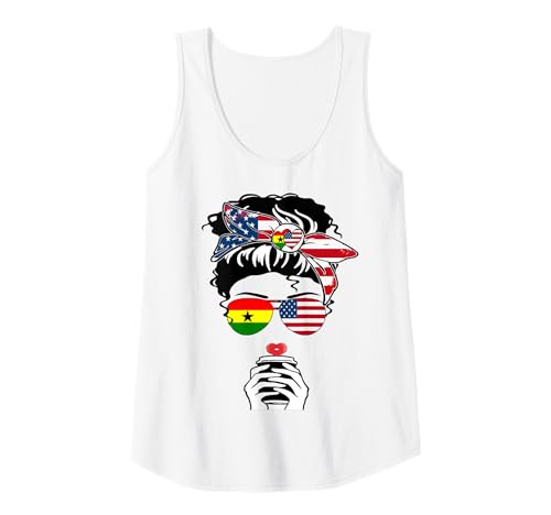 Damen Ghanaische Amerikanische Kaffee Mama Mädchen Schwester Tante Ghana USA Flagge Tank Top Damen Ghanaische Amerikanische Kaffee Mama Mädchen Schwester Tante Ghana USA Flagge Tank Top von Happy Ghana America Day Ghanaian American Pride