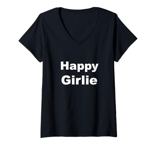 Damen Fröhliches Mädchen T-Shirt mit V-Ausschnitt Damen Fröhliches Mädchen T-Shirt mit V-Ausschnitt von Happy Girlie
