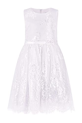 Maila Taufkleid Kommunionkleid weiß Kleid aus feiner Spitze Blumenmädchen Partykleid Festkleid Hochzeitskleid Mädchen Brautjungfer Prinzessin Kleid (as3, numeric, numeric_122, regular) von Happy Girls by Eisend