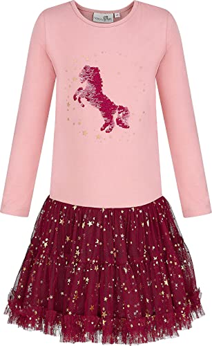 Happy Girls® Mädchen Kleid Tüll-Rock Einhorn, Größe:152, Präzise Farbe:Beere von Happy Girls