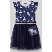 Happy Girls Kleid mit Rundhalsausschnitt und Kappärmeln in Marine, Größe 134 Happy Girls Kleid mit Rundhalsausschnitt und Kappärmeln in Marine, Größe 134 von Happy Girls