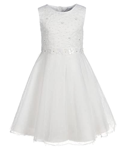 Happy Girls Mädchen Festkleid Taufkleid Kommunionkleid Blumenmädchen Brautjungfer Hochzeitkleid Mädchen (DE/NL/SE/PL, Numerisch, 128, Regular, Off-White) von Happy Girls