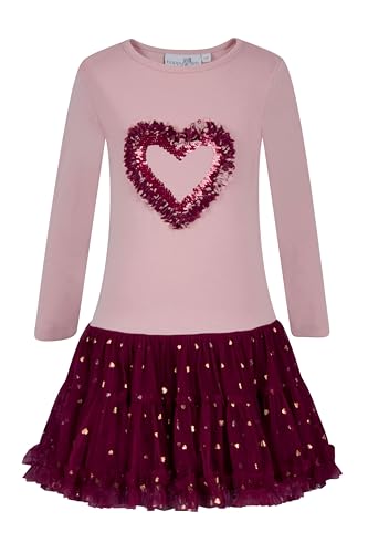 Happy Girls Mädchen Kleid mit Pailettenherz Dusty Rose Größe 128 von Happy Girls