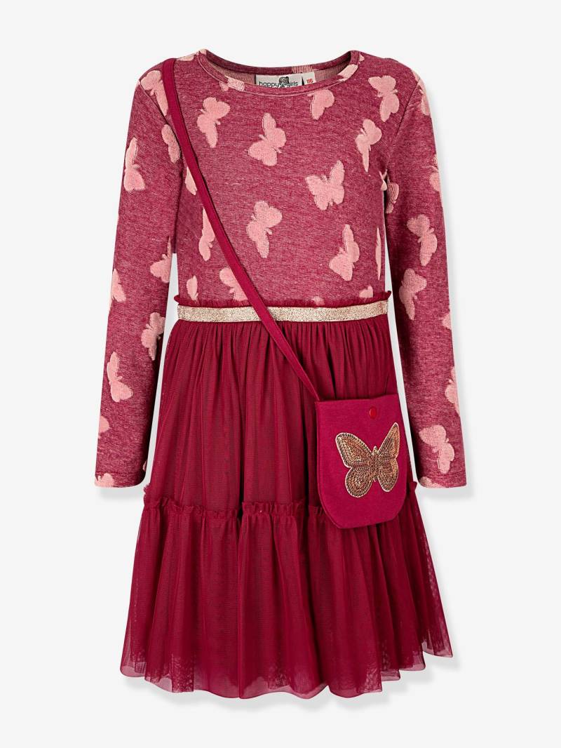 Kleid Langarm Happy Girls Mädchen mit Schmetterlingstasche granatapfel von Happy Girls