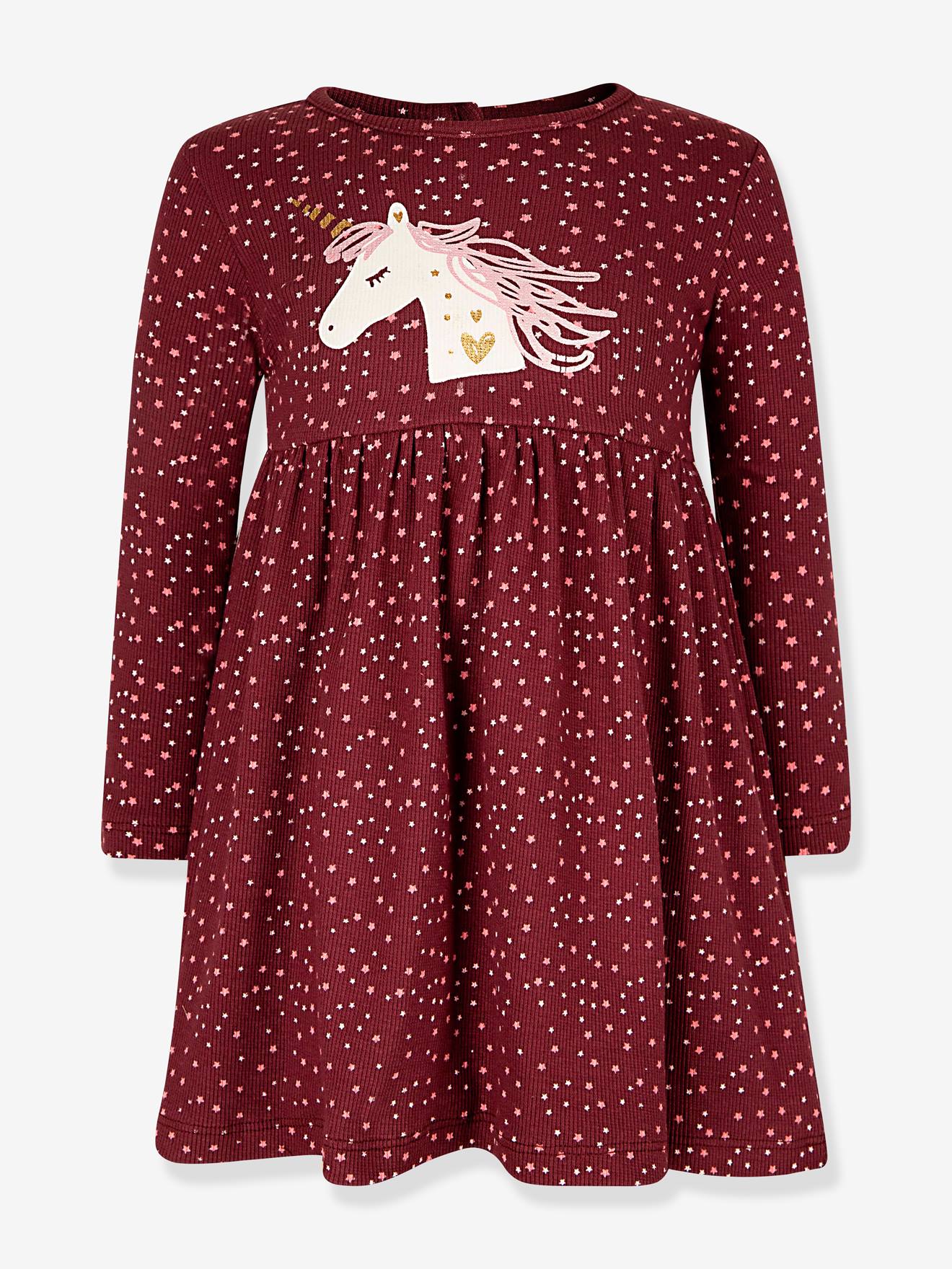 Kleid Waffelpikee Happy Girls Mädchen Einhorn granatapfel von Happy Girls