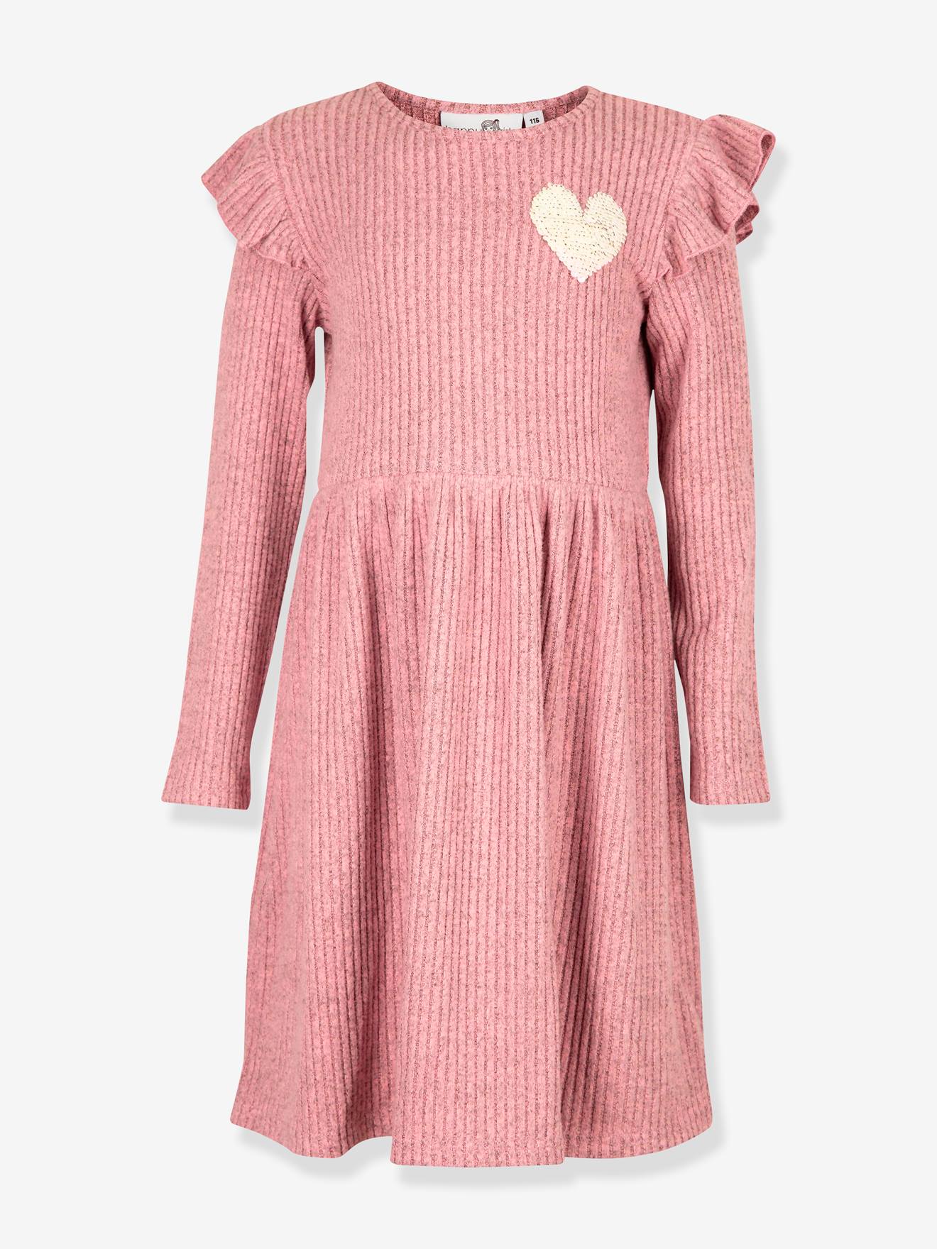 Strickkleid Happy Girls Mädchen mit Paillettenherz pfingstrose von Happy Girls