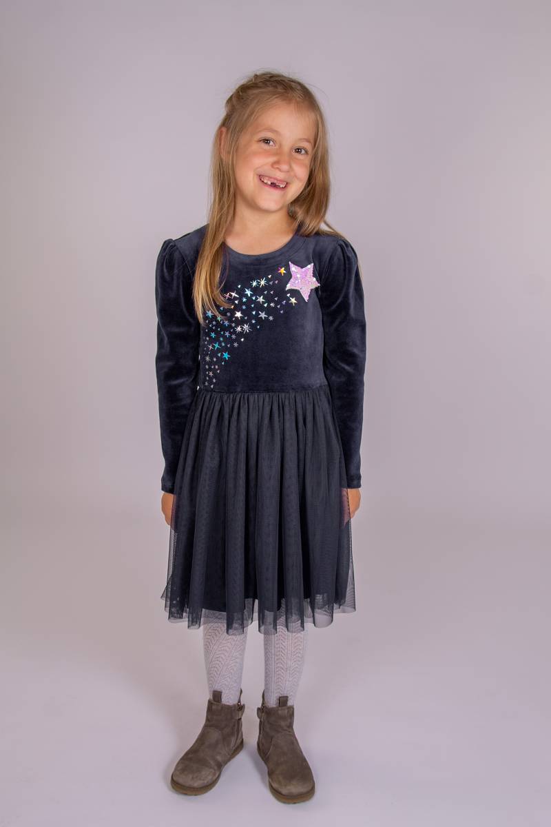 happy girls Samtkleid mit Tüllrock und wunderschönen, hochwertigen Sternenmotiven von Happy Girls